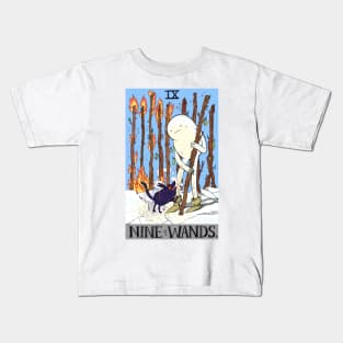 Snow Golem and Fire Wolf Pup 9 of Wands tarot Kids T-Shirt